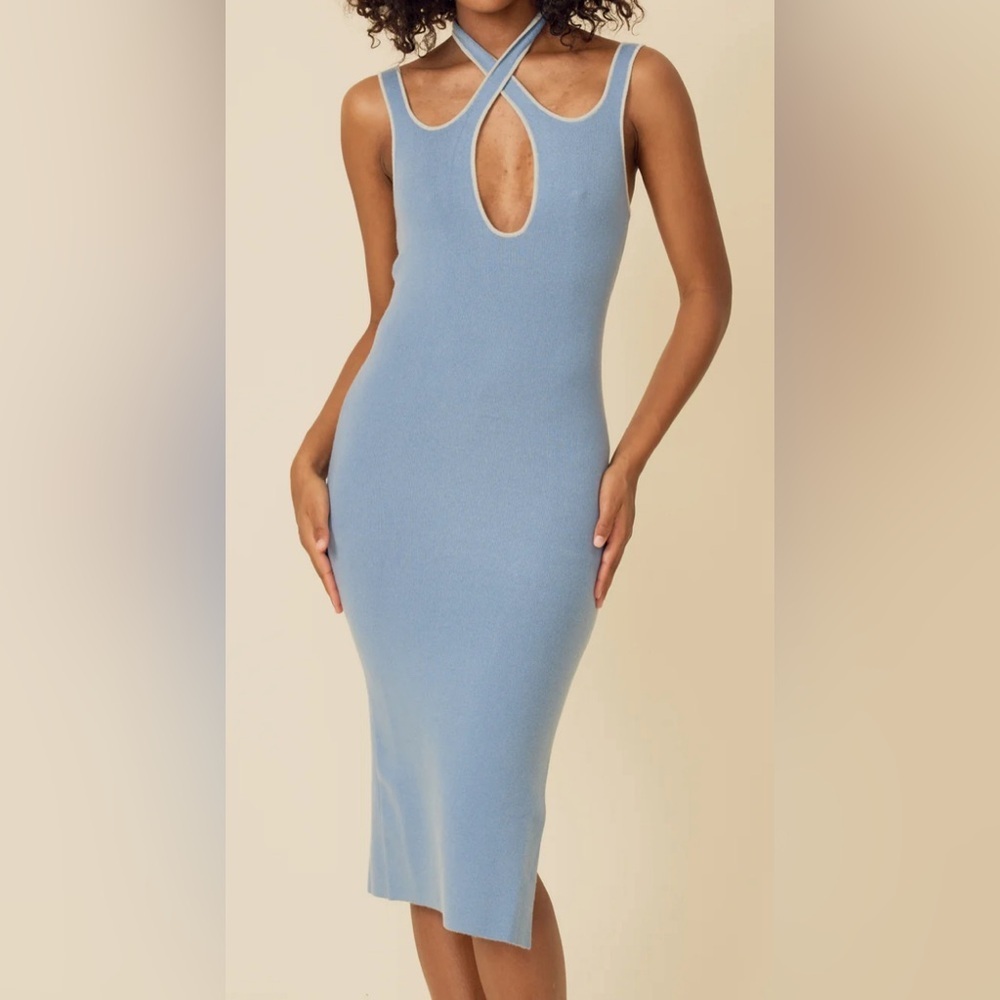 One Grey Day (OGD) Idris Dress - Blue & Silver - Sold in Revolve -  NWT - Size L